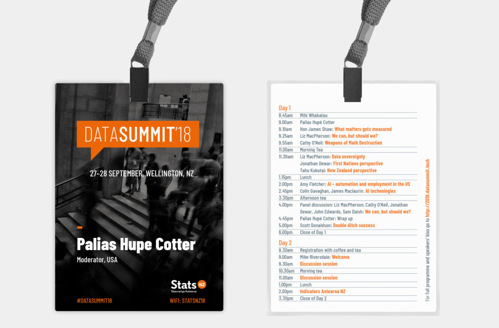 data-summit-nametags Lanyards with conference brand information, by brand specialists Wonderlab.