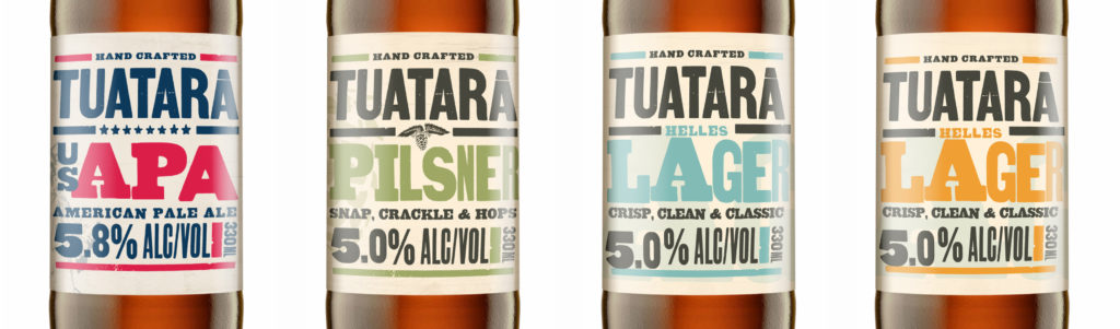 4-label closeup-01 Closeup of several typography-based beer labels designed by brand agency Wonderlab.