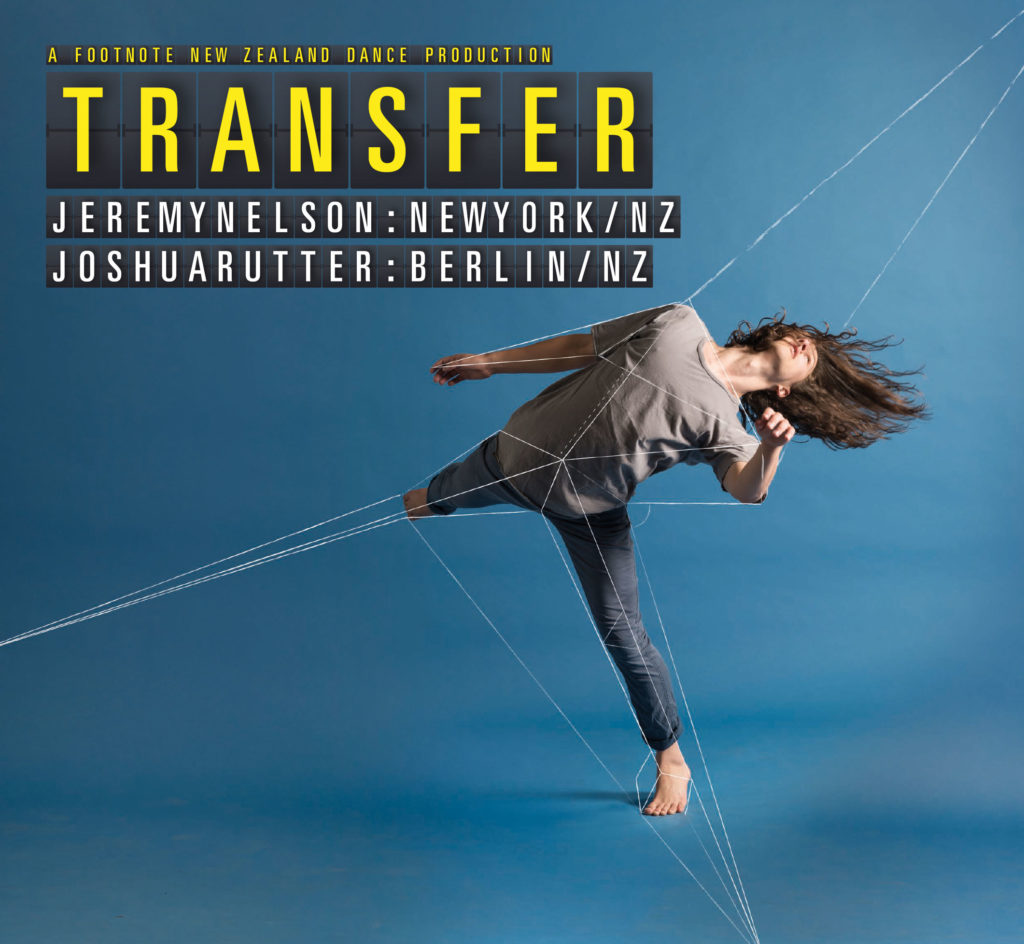 Footnote-TRANSFER-blue Dancer with illustration and typography, part of an arts brand campaign created by Wonderlab