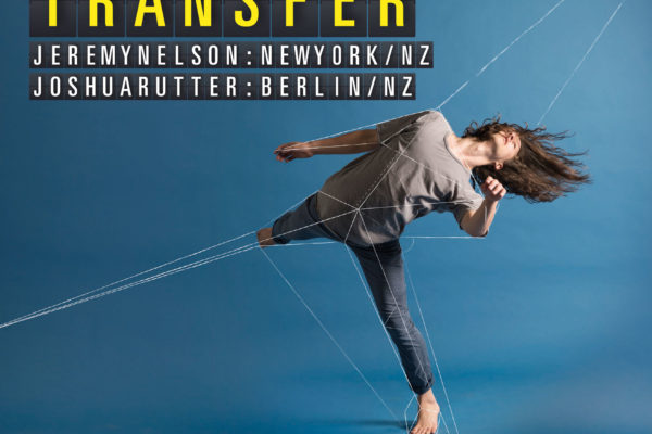 Footnote-TRANSFER-blue Dancer with illustration and typography, part of an arts brand campaign created by Wonderlab
