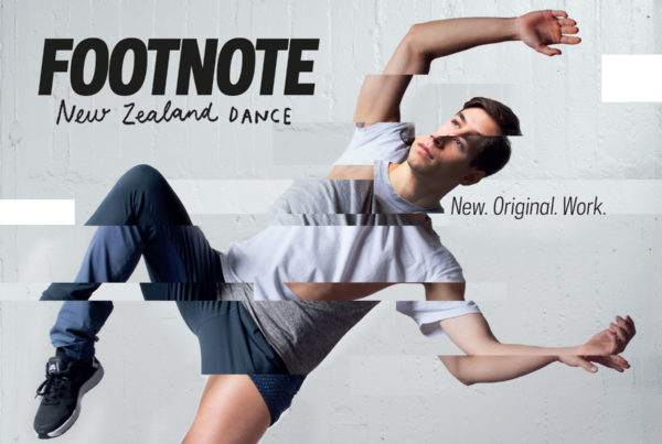 Photoshopped dancer in motion with typography overlaid, part of a Wonderlab arts ad promotion.