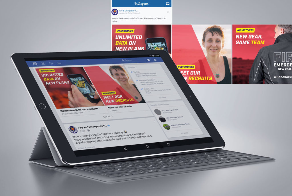 fenz_socialmedia-ipad Tablet displaying a facebook page with friendly social media design examples by Wonderlab