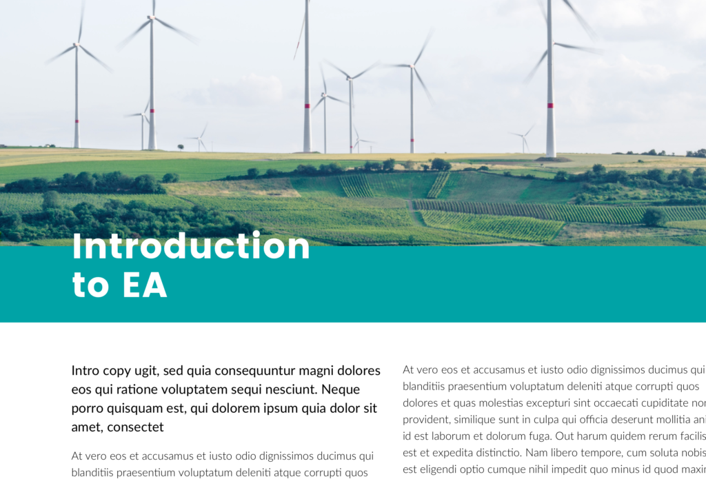 EA intro Wind farms and typography, section from a web page by SEO strategists Wonderlab.