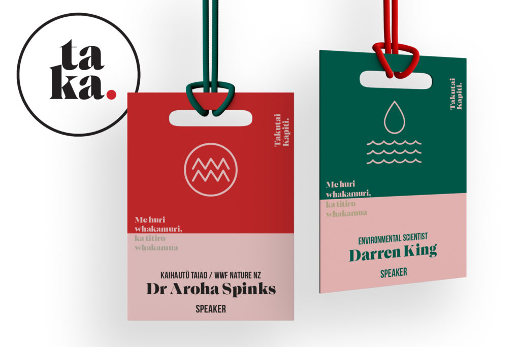 Takutai-Kapiti-Nametags2 Lanyards with contrasting icon designs, by brand specialists Wonderlab.