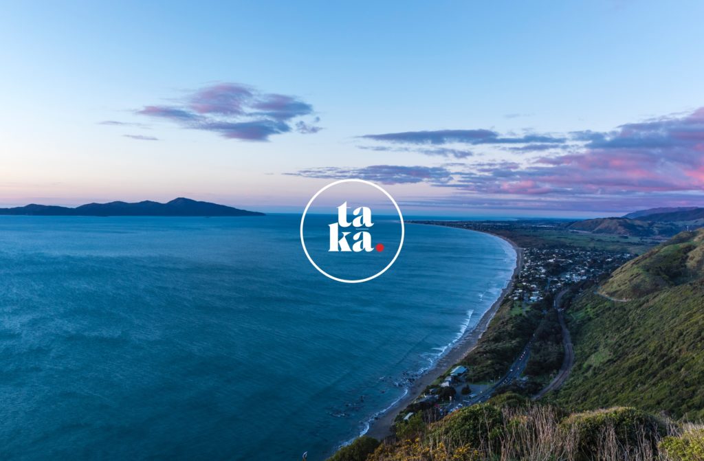 takutai kapiti header image Landscape photography and contrasting graphics by brand agency Wonderlab.