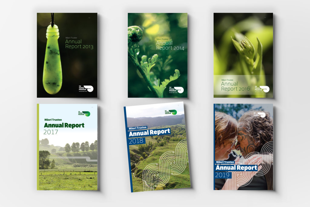 6 covers Annual report book cover designs over the years by print designers Wonderlab