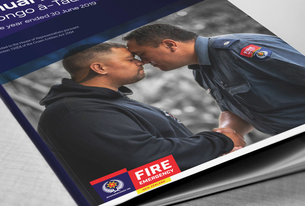 F&E-AR2_cropped Book cover design with male firefighters following corporate brand guidelines by creative agency Wonderlab.