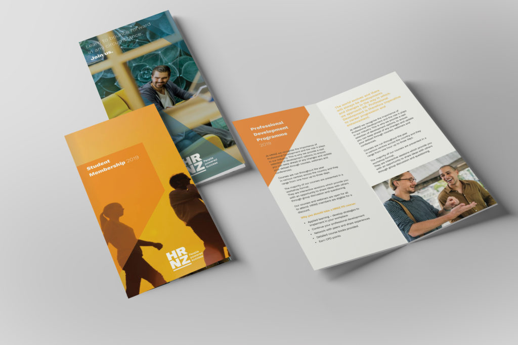 HRNZ_brochures Booklet cover designs and an inside spread, from a new identity by brand consultants Wonderlab..
