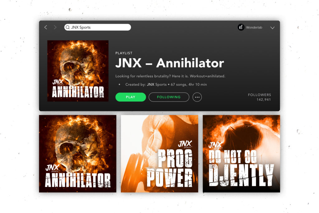JNX - Spotify Playlist Mockup Screen grab from a Spotify playlist designed by brand strategists Wonderlab.