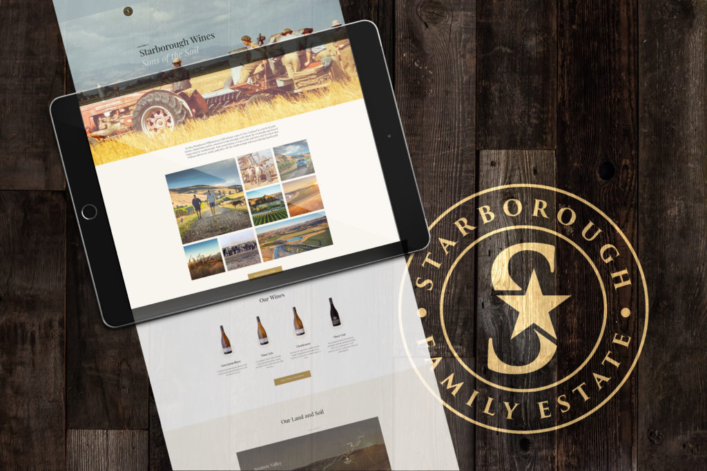 Starborough Ipad long page Laptop surrounded by website design presentation boards, by web creators Wonderlab