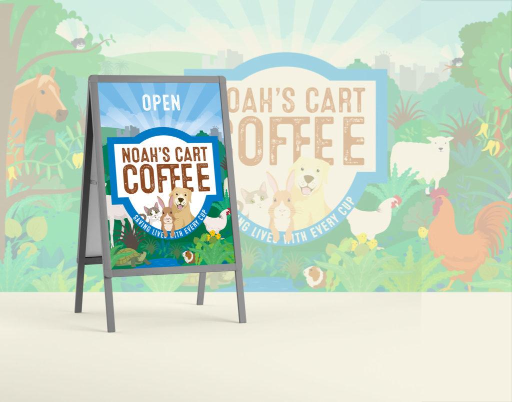 Street-sign Street sign with an illustrated cafe identity design by Wonderlab