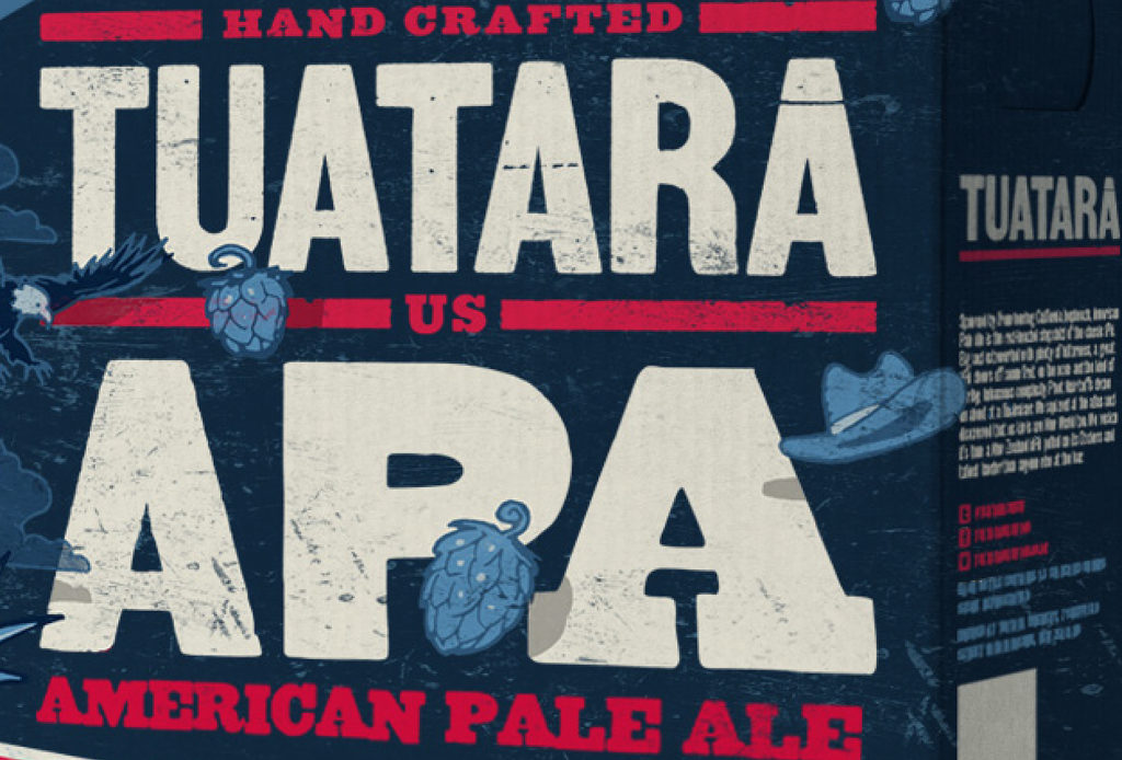 TUATARA_APA-close Closeup of a typography based label designed by brand agency Wonderlab.