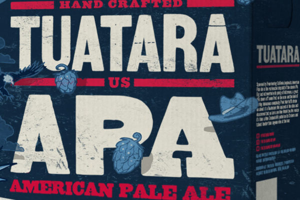 TUATARA_APA-close Closeup of a typography based label designed by brand agency Wonderlab.