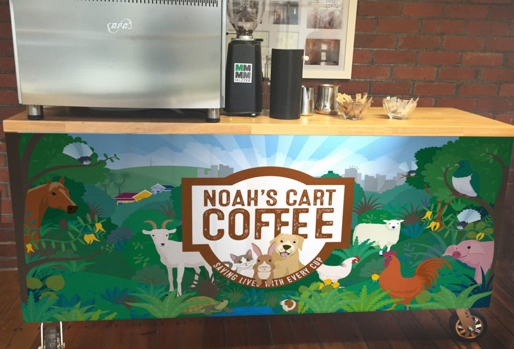 cart Branded mobile coffee cart with animal illustration by brand designers Wonderlab.