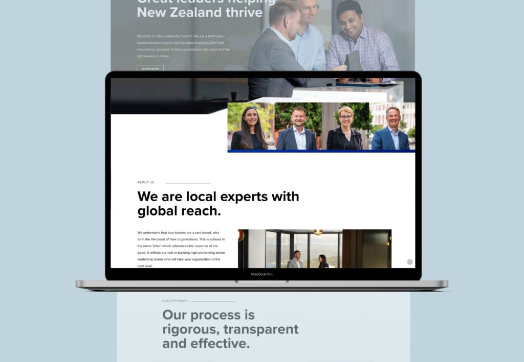 ichor local experts Laptop displaying web design presentation by Wellington based Wonderlab