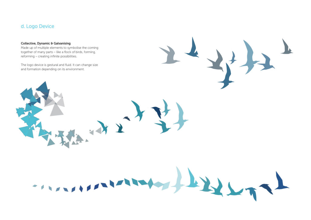 tepokaitara-logodevices Shapes turning into birds illustration by Wellington brand designers Wonderlab.