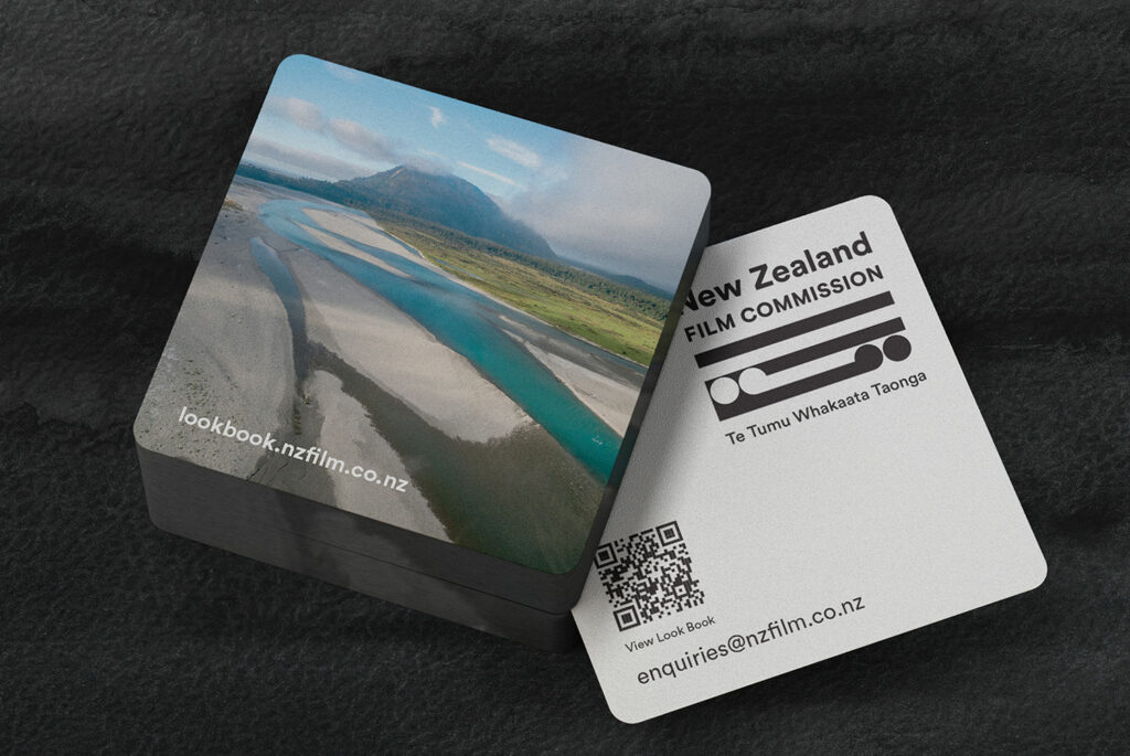 NZFC_Square-Card-02 A close up of a QR card for NZ Film.