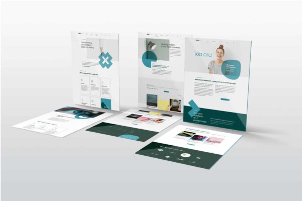 Artboard 1 Presentation boards displaying the overall look and feel of a brand new website design by Wonderlab