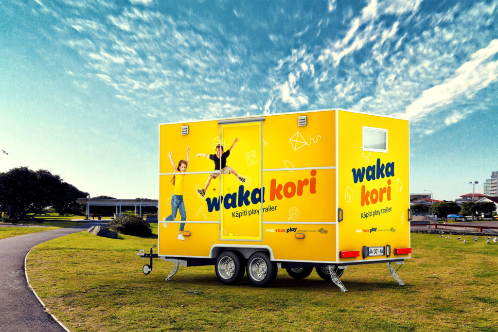 Find Your Play Wonderlab Yellow trailer at at carpark, branded by digital agency Wonderlab