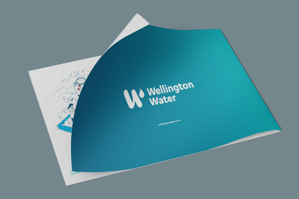 Wellington Water Report Booklet design with illustration by creative agency Wonderlab.