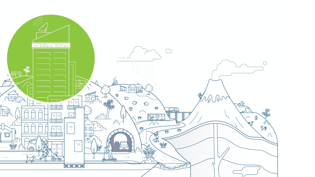 eqc-section-white+green-bubble An illustration of a city with a boat in the background.